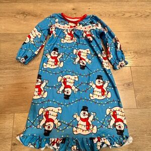 Frosty the Snowman Christmas Pajama Nightgown‎ Size 3T Flame Resistant Blue